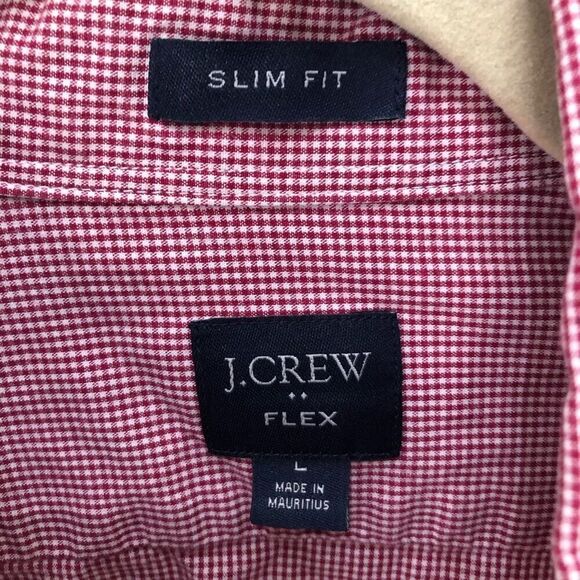J. Crew Slim Flex Size Large (L) Red and White Check - Picture 4 of 5